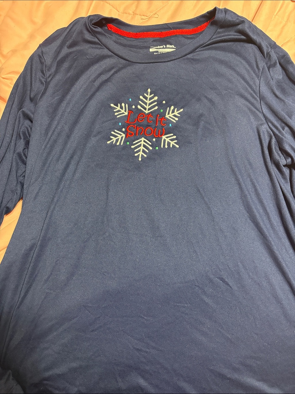 Women’s Navy 'Let It Snow' Long-Sleeve Pajama Top - Member's Mark